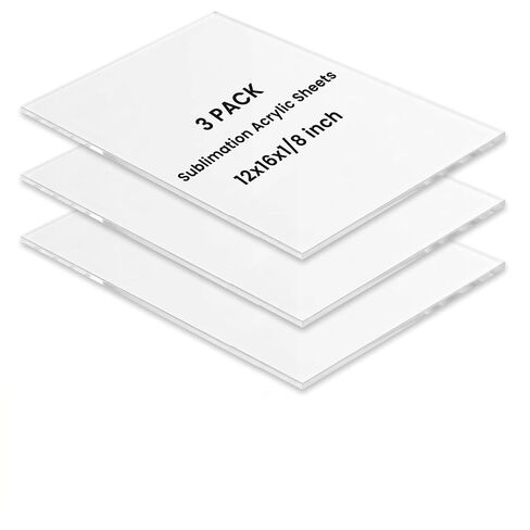 3 Pack Sublimation Acrylic Blanks Sheets 12"x16", 1/6" Thick White Acrylic Sheets Blanks for Laser Cutting, Sublimation Photo, Sign, Tumbler Name Plate, Keychain, Ornament, Coaster, DIY Craft in Kuwait