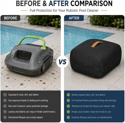 420D Heavy Duty Robotic Pool Cleaner Cover for Baracuda Vortex PRO 4WD, Pool Vacuum Storage Cover with Carry Handle, for Outdoor Pool Equipment Storage in Kuwait