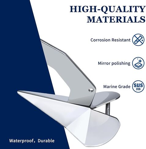 SHENGHUISS Boat Anchor,316 Stainless Steel Delta-Style Boat Anchors,Marine Grade Mirror Polished Triangular Anchor 6.6lb/8.8lb/11lb/13lb/5.5lb/17.6lb/22lb Wing Style Triangle Anchor in Kuwait