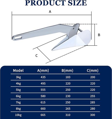 SHENGHUISS Boat Anchor,316 Stainless Steel Delta-Style Boat Anchors,Marine Grade Mirror Polished Triangular Anchor 6.6lb/8.8lb/11lb/13lb/5.5lb/17.6lb/22lb Wing Style Triangle Anchor in Kuwait
