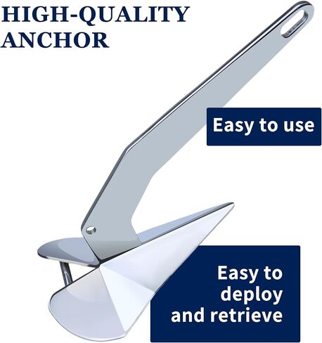 SHENGHUISS Boat Anchor,316 Stainless Steel Delta-Style Boat Anchors,Marine Grade Mirror Polished Triangular Anchor 6.6lb/8.8lb/11lb/13lb/5.5lb/17.6lb/22lb Wing Style Triangle Anchor in Kuwait