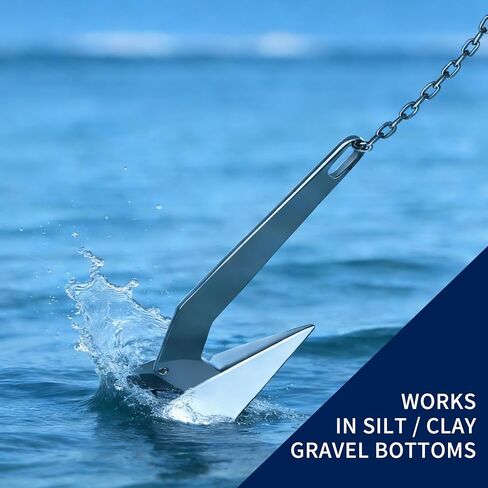 SHENGHUISS Boat Anchor,316 Stainless Steel Delta-Style Boat Anchors,Marine Grade Mirror Polished Triangular Anchor 6.6lb/8.8lb/11lb/13lb/5.5lb/17.6lb/22lb Wing Style Triangle Anchor in Kuwait