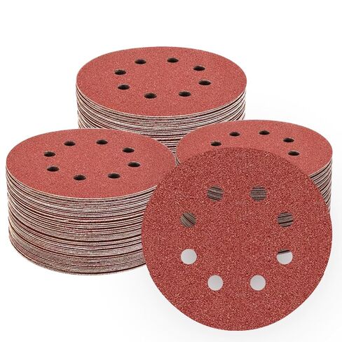 Luckyway Sanding Discs Set 180-Piece, 5 Inch 8 Hole Hook and Loop Sandpaper for Random Orbital Sander 40 60 80 120 150 240 320 400 600 Grit in Kuwait
