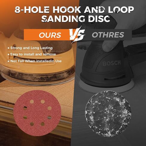 Luckyway Sanding Discs Set 180-Piece, 5 Inch 8 Hole Hook and Loop Sandpaper for Random Orbital Sander 40 60 80 120 150 240 320 400 600 Grit in Kuwait