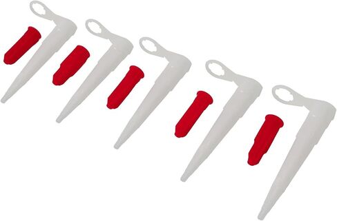 Silicone Caulking Nozzle and Red Screw Cap Set, 5-Pack Plastic Replacement Tips Compatible with Standard EU3 Sealant Cartridges, for Silicone, Mastic, and Caulk Applications in Kuwait