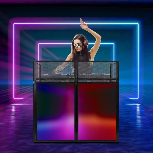 محطة حامل طاولة DJ Booth، حامل DJ معدني عالي التحمل وقابل للطي والفصل وسطح لوحة حديد واجهة DJ مع حقيبة إطار معدني لوحة DJ Booth للعرض والحفلات والتجمع in Kuwait