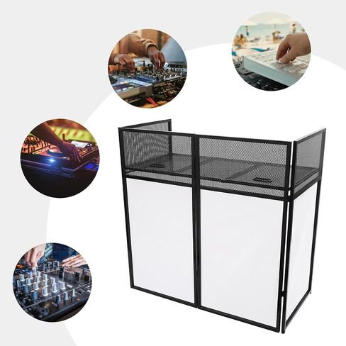 محطة حامل طاولة DJ Booth، حامل DJ معدني عالي التحمل وقابل للطي والفصل وسطح لوحة حديد واجهة DJ مع حقيبة إطار معدني لوحة DJ Booth للعرض والحفلات والتجمع in Kuwait