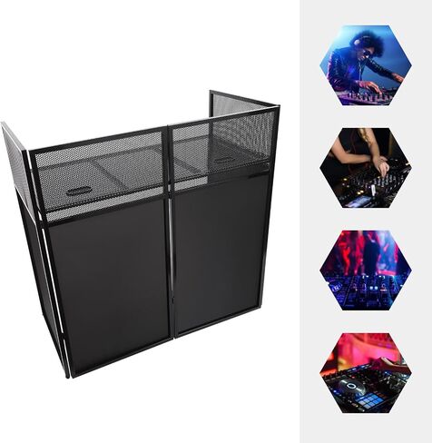 محطة حامل طاولة DJ Booth، حامل DJ معدني عالي التحمل وقابل للطي والفصل وسطح لوحة حديد واجهة DJ مع حقيبة إطار معدني لوحة DJ Booth للعرض والحفلات والتجمع in Kuwait