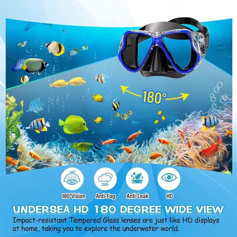 Greatever Diving Mask Swimming Snorkel Mask for Adults, Anti-Fog Dive Snorkeling Swim Goggles with Nose Cover in Kuwait
