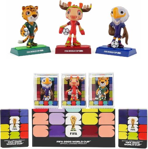 Sanyetral for FIFA 2026 World Cup Official Licensed Mascot Figurines Set of 3 with Display Box (Clutch, Maple & Zayu), Official Merchandise Model Figure for Collectors in Kuwait