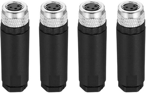 MECCANIXITY 4 Pin M8 Female Aviation Wire Connector, 4 Pcs Socket Panel Aviation Connectors Waterproof IP67 Industrial Circular Straight Connector with Wrench for Networks Instruments in Kuwait