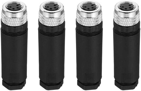 MECCANIXITY 4 Pin M8 Female Aviation Wire Connector, 4 Pcs Socket Panel Aviation Connectors Waterproof IP67 Industrial Circular Straight Connector with Wrench for Networks Instruments in Kuwait