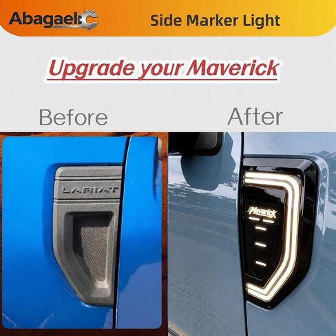 مصابيح علامة جانبية لملحقات Ford Maverick 2025-2022، التوصيل والتشغيل (2pin و3pin)، إشارة الانعطاف LED المتسلسلة، متعددة الوظائف، مقاومة للماء (ليست لـ 2025 Lobo Tremor) (نمط كهرماني) in Kuwait