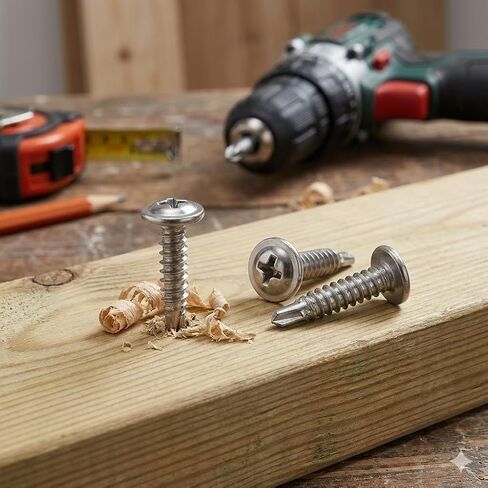 120pcs 410 Stainless Steel Self-Drilling Screws, Flat Head Phillips Drive Sheet Metal Screws, Assorted Lengths 0.5 to 0.75 Inch, for Metal and Wood Repair in Kuwait