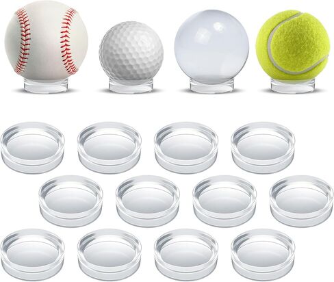 Houseables Baseball Holder, Baseball Stand, Ball Holder, Ball Stand, Acrylic Sphere Display, Egg Display, for Crystal, Rock, Marble, Golf, Softball, Round, Plastic Ring,12 Pack, Clear, 1.75" x 0.6" in Kuwait