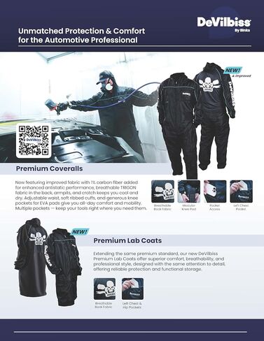 DeVilbiss Premium Lab Coats (XXL) | The new DeVilbiss Premium Coveralls and Lab Coats deliver lightweight comfort for all-day performance in Kuwait
