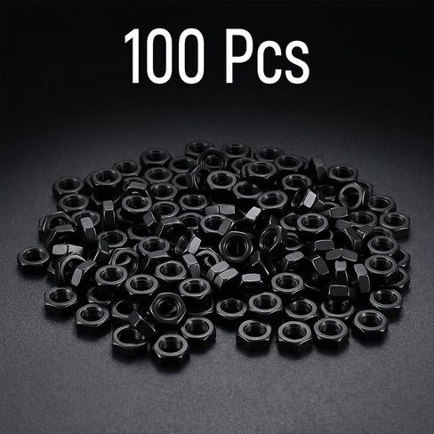 Xinjoduz 150 PCS M5-0.8 Hex Nuts, Black Oxide, Carbon Steel Self Lock Tiny Nuts, Metric Hexagon Hex Nut Drive, Right Hand, 8mm Width, 4mm Height, Small Nuts-Fasteners M5 Replacement Nut in Kuwait