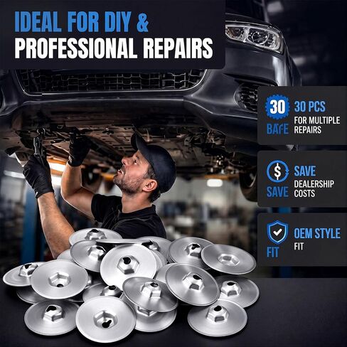 Hicarer 30 Pcs Body Flanged Hex Nuts Body Flange Clip Nuts Replacement Zinc Plated Steel for Car Underbody Splash Shield Heat Shield Fender Liner Fastener Repair Kit in Kuwait