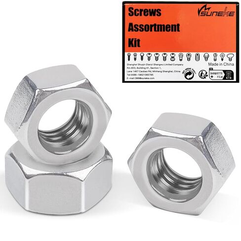 1/4-28 UNF Hex Nuts, 304 Stainless Steel Standard Nuts 130 PCS Silver Anti-Corrosion Fasteners for Machinery & Furniture in Kuwait