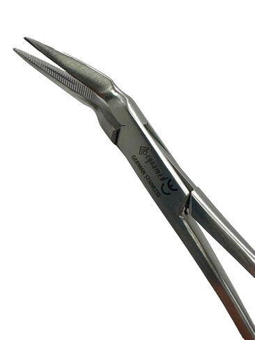 (1 EA) Stieglitz Splinter Forceps 45°, 5.5" (13.97cm) Dental Root Fragment Forceps 45 Degree Tapered, Fine Tips, Serrated - Dental Instruments in Kuwait
