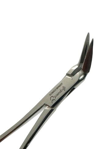 (1 EA) Stieglitz Splinter Forceps 45°, 5.5" (13.97cm) Dental Root Fragment Forceps 45 Degree Tapered, Fine Tips, Serrated - Dental Instruments in Kuwait
