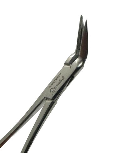 (1 EA) Stieglitz Splinter Forceps 45°, 5.5" (13.97cm) Dental Root Fragment Forceps 45 Degree Tapered, Fine Tips, Serrated - Dental Instruments in Kuwait