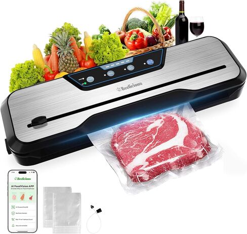 الآلة التلقائية للتفريغ الغذائي | Beelicious Pro 80kpa 8-in-1 Saver Food Vacuum مع مجموعات بداية | 15 كيسًا ، وظيفة النبض ، الوضع الرطب والجاف و VAC الخارجي للجرار والحاويات ، الذهب الشاحب in Kuwait