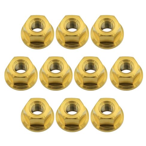 10PCS Titanium Flange Hex Nut M5, Lightweight Design, Durable Fasteners for Bicycle Upgrades/Drone Frames/Precision Instruments (Colorful) in Kuwait