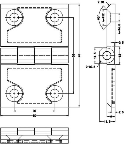 Door Hinge HL050-1 Stainless Steel Brushed Thickened Load-Bearing 50 * 76 * 6mm 1Pcs in Saudi Arabia
