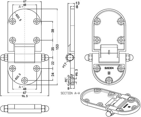 HT070-2 Small Hinge Complete Set 304 Thick Folding Hardware Door Load-Bearing 1Pcs in Saudi Arabia