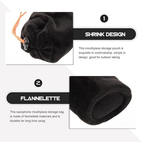 Toyvian Saxophone Mouthpiece Storage Bag Black Flannelette Portable Pouch with Anti-static Feature Easy to Take and Store for Outdoor Practice in Kuwait