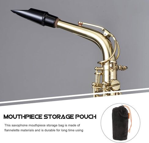 Toyvian Saxophone Mouthpiece Storage Bag Black Flannelette Portable Pouch with Anti-static Feature Easy to Take and Store for Outdoor Practice in Kuwait