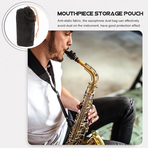 Toyvian Saxophone Mouthpiece Storage Bag Black Flannelette Portable Pouch with Anti-static Feature Easy to Take and Store for Outdoor Practice in Kuwait