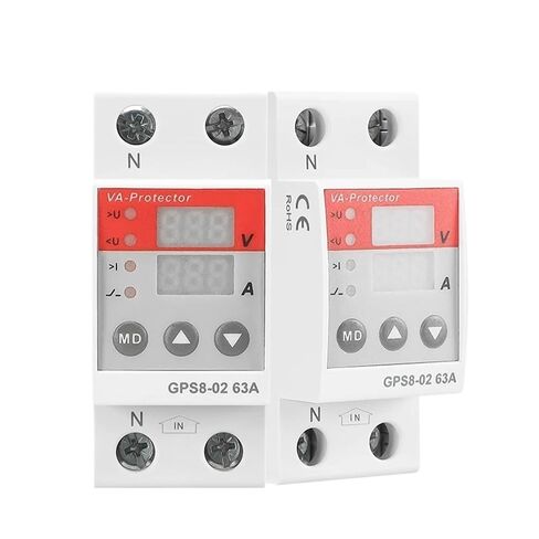 GPS8 Din Rail Over Current Protector Over Voltage Under Voltage Protective Device 40A 63A 80A 220VAC(GPS8-02-D,63A) in Saudi Arabia