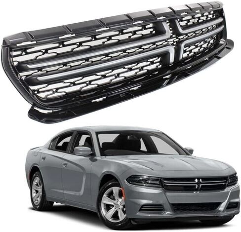 Front Grille Glossy Black compatible with 2015-2023 Dodge Charger in Saudi Arabia