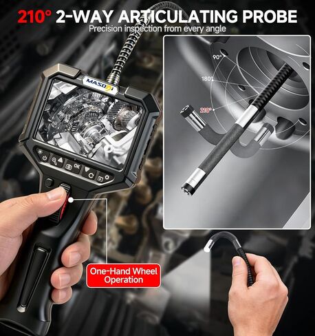 Two-Way Articulating Borescope, Endoscope Camera with Light 0.24in | IPS HD Screen, IP67 Waterproof Snake Camera for Automotive, Pipe, Wall & Engine Inspection – 3.3FT(6.2mm) in Kuwait