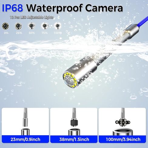 كاميرا فحص أنابيب الصرف الصحي، شاشة IPS 4.3 بوصة مع DVR بطاقة TF سعة 32 جيجابايت، كاميرا IP68 1080P كابل من الألياف الزجاجية 100 قدم، رؤية ليلية للبطارية 8500 مللي أمبير في الساعة، للمنزل/المقاول/السباك (100 قدم) in Kuwait