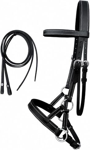 CHALLENGER English Western Horse Leather Bitless Bridle Sidepull Halter Reins Brown 7701BKF in Kuwait