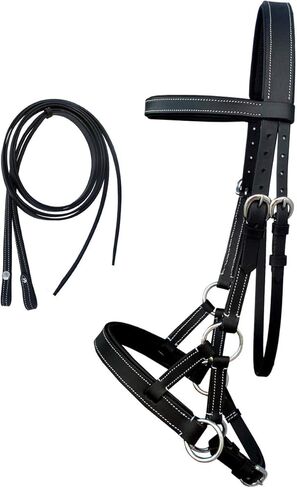 CHALLENGER English Western Horse Leather Bitless Bridle Sidepull Halter Reins Brown 7701BKF in Kuwait
