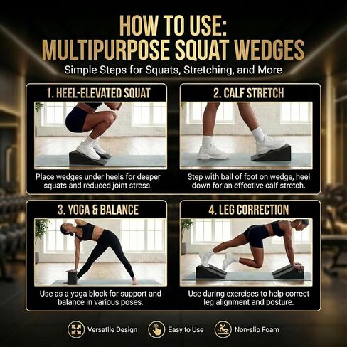 Pack of 2 Squat Wedge Block for Elevated Heel Squats and Deadlifts - Improve Mobility, Balance, and Strength - Non-Slip in Saudi Arabia