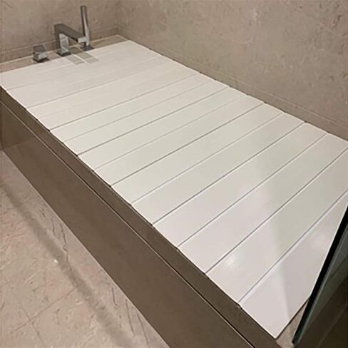 Bathtub Stand, Bathtub Cover, Dustproof Folding Board, Bathtub Insulation Cover, PVC Foldable Bathtub Cover,White,150×75cm (White 127×70cm) in Kuwait