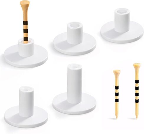 SAPLIZE Golf Mat Tee Set, 5/11 Pcs Rubber Tees with 40 Bamboo Golf Tees, for Practice Mats, Driving Range & Golf Simulator in Kuwait