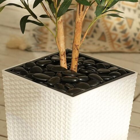 Artificial Olive Tree 6FT Faux Olive Tree - Adjustable Branches UV Resistant with Brown Taper Planter and Pebbles - Faux Plants Indoor for Living Room, Office Decor and Bedroom in Kuwait