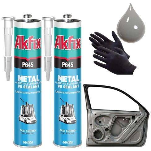 Akfix P645 Seam Sealer Beige Automotive (2x10.1 Oz.) - لاصق مانع لتسرب الدرزات من اليوريثان للمفاصل المعدنية، مانع تسرب السقف RV، قابل للرمل، قابل للطلاء، علاج سريع وربط متين | بيج، 2 قطعة in Kuwait