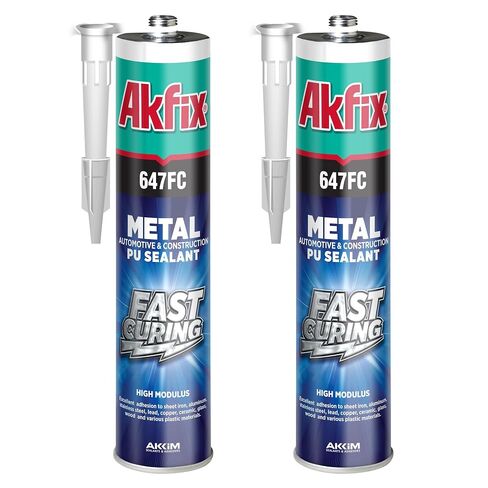 Akfix P645 Seam Sealer Beige Automotive (2x10.1 Oz.) - لاصق مانع لتسرب الدرزات من اليوريثان للمفاصل المعدنية، مانع تسرب السقف RV، قابل للرمل، قابل للطلاء، علاج سريع وربط متين | بيج، 2 قطعة in Kuwait