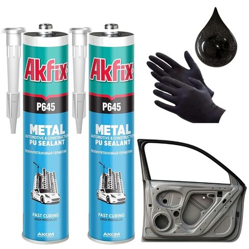 Akfix P645 Seam Sealer Beige Automotive (2x10.1 Oz.) - لاصق مانع لتسرب الدرزات من اليوريثان للمفاصل المعدنية، مانع تسرب السقف RV، قابل للرمل، قابل للطلاء، علاج سريع وربط متين | بيج، 2 قطعة in Kuwait