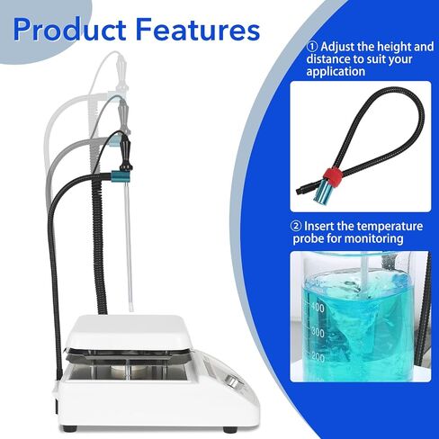Digital Hot Plate Magnetic Stirrer 6.1 inch Max 5L Max Temp.430℃ 100-2000RPM Ceramic Coated Magnetic Mixer with 4 Stir Bars&Temp Probe Sensor（Anti-Corrosion casing）,Support Stand Included in Kuwait