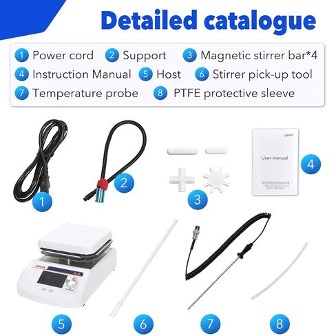 Digital Hot Plate Magnetic Stirrer 6.1 inch Max 5L Max Temp.430℃ 100-2000RPM Ceramic Coated Magnetic Mixer with 4 Stir Bars&Temp Probe Sensor（Anti-Corrosion casing）,Support Stand Included in Kuwait