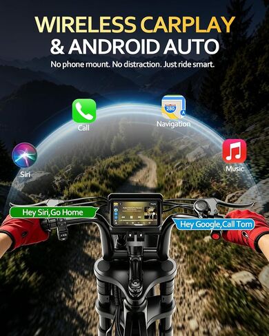 دراجة كهربائية للبالغين مع CarPlay وAndroid Auto، دراجة إلكترونية ترابية بإطارات سميكة بقدرة 1500 وات مقاس 20 بوصة، وكاميرا أمامية وخلفية بدقة 1080 بكسل، وسرعة 37 ميلاً في الساعة، وبطارية 48 فولت، ودراجة كهربائية بـ 7 سرعات لجميع التضاريس in Kuwait