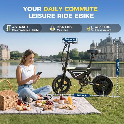 Electric Bike for Adults,Foldable E-Bike 500W Peak, 36V 7.8AH Battery, 22MPH, 15 Miles Range, Folding EBike, Adult Electric Bicycles for Daily Commuting/Leisure,Electric Bike 14 inch Tires in Kuwait